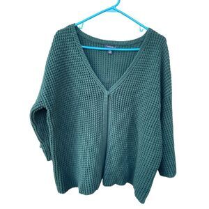 Lands’ End size L chunky knit dolman sleeves V Neck  cardigan.